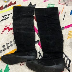 Black thigh high slouch boots